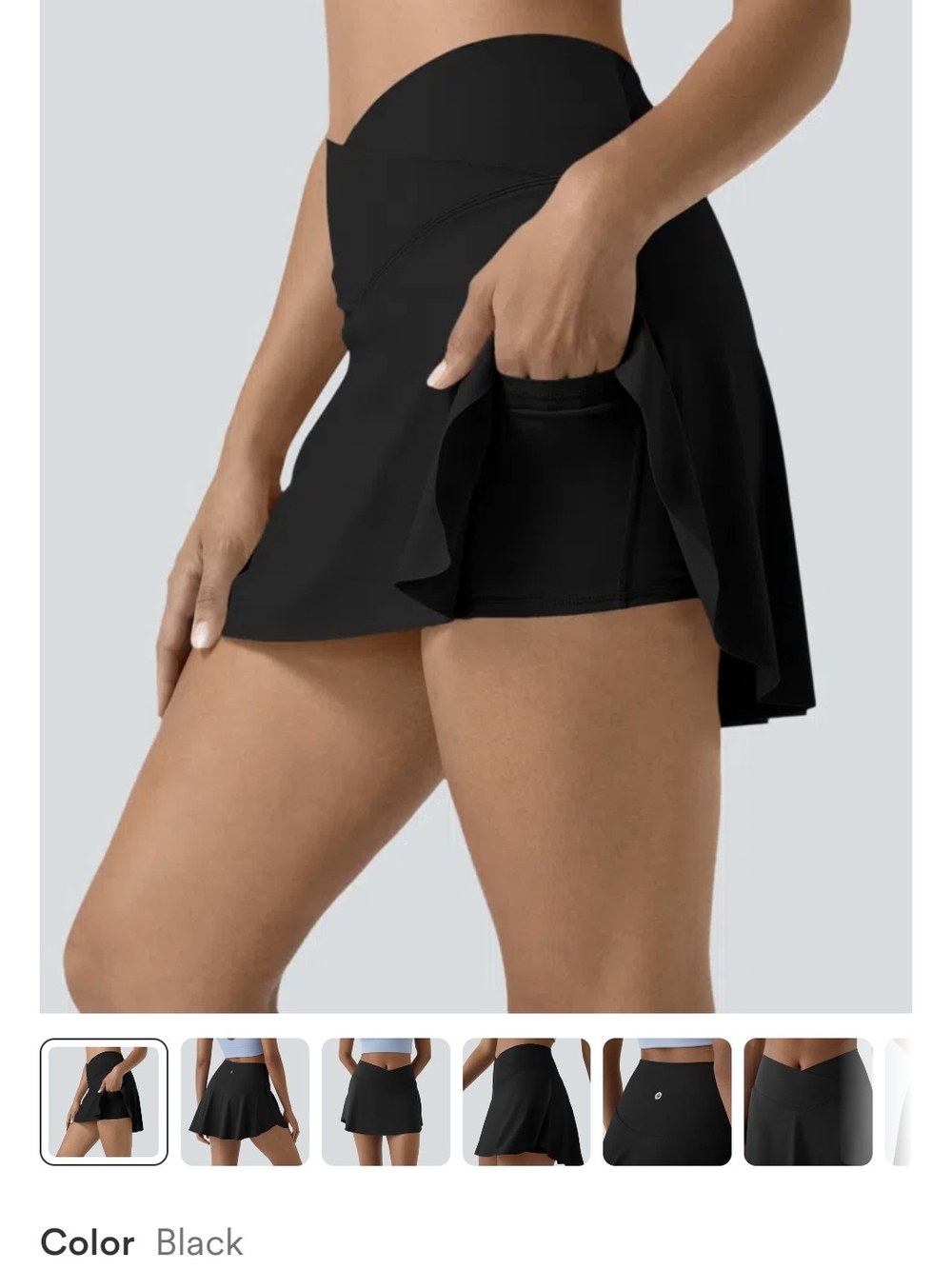 HALARA Black High-Waist Athletic Skort with Built-In Shorts